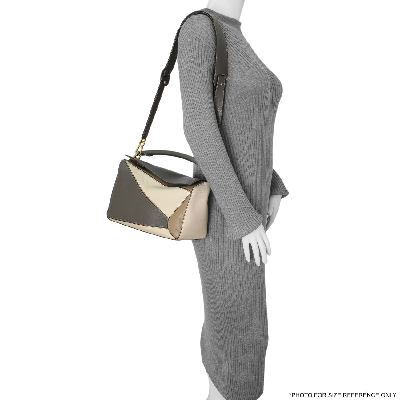 Exclusive Loewe Grey Beige Calfskin Medium Puzzle Bag — Alternate View 7