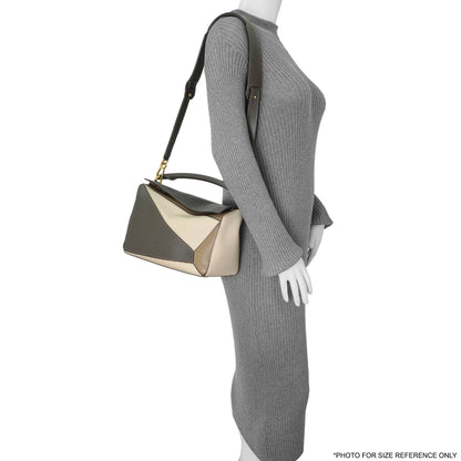 Exclusive Loewe Grey Beige Calfskin Medium Puzzle Bag — Alternate View 7