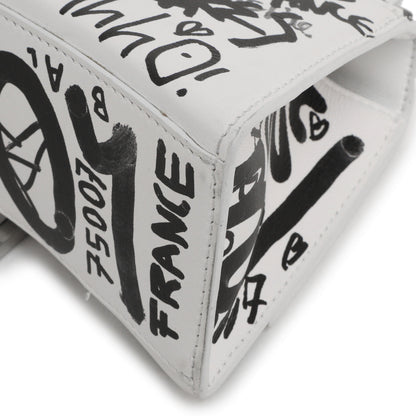 Exclusive Balenciaga White Calfskin Graffiti Hourglass Top Handle Bag  XS — Alternate View 7