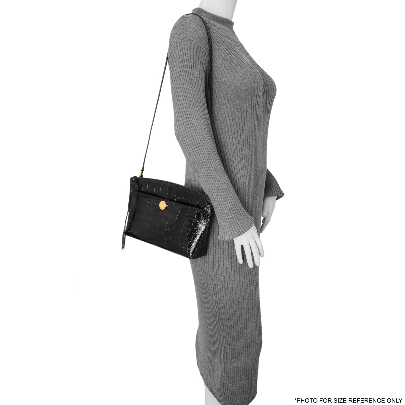 Exclusive Burberry Black Crocodile Embossed Small Society Clutch — Alternate View 10