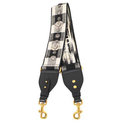 Exclusive Christian Dior Black-White Embroidered Canvas Studded Shoulder Strap — Side View