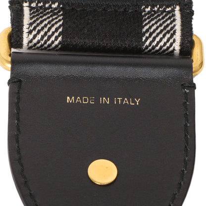 Exclusive Christian Dior Black-White Embroidered Canvas Studded Shoulder Strap — Back View