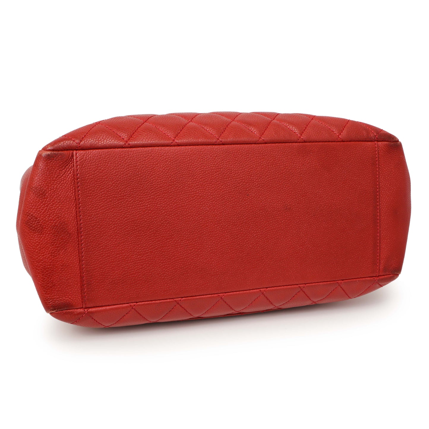 Exclusive Chanel Red Quilted Caviar Grand Shopping Tote GST — Back View