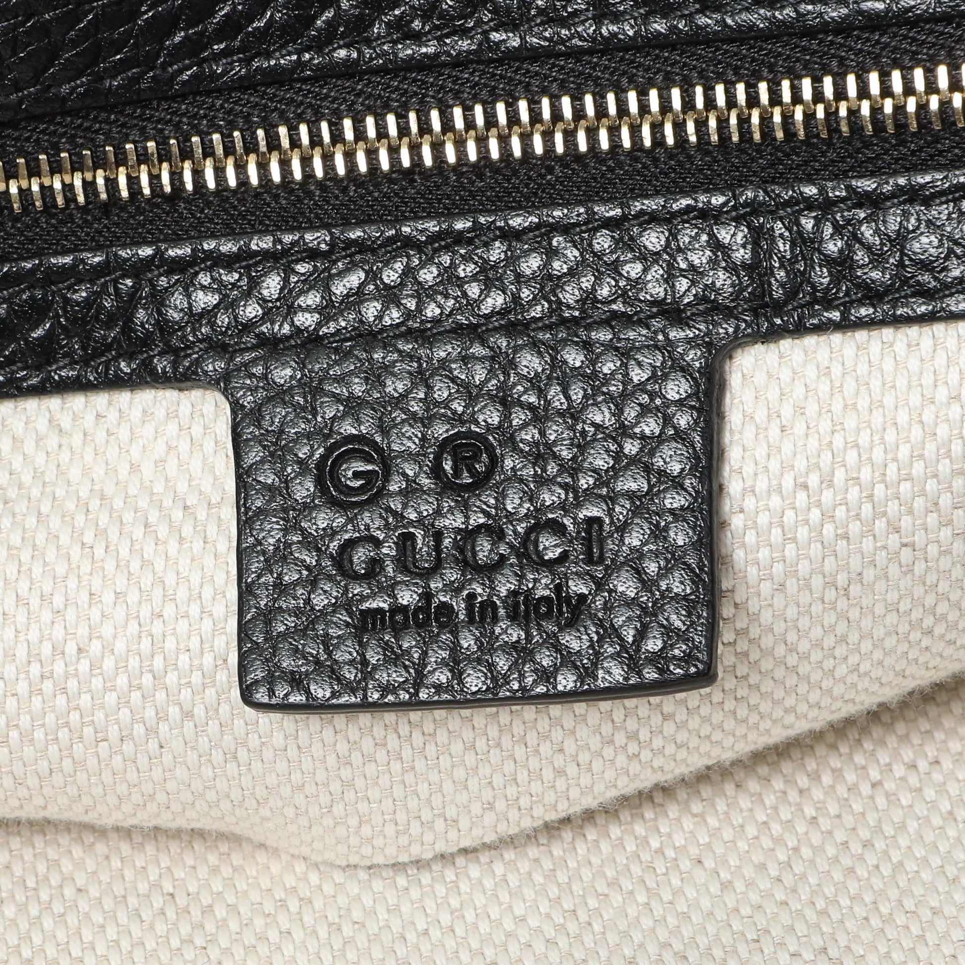 Exclusive Gucci Black Pebbled Calfskin Large Soho Hobo — Detail View