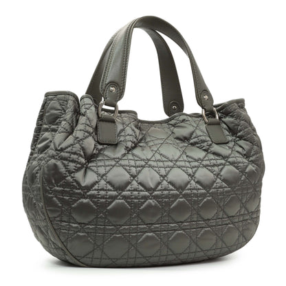 Exclusive Christian Dior Grey Nylon Cannage Charming Lock Tote — Side View
