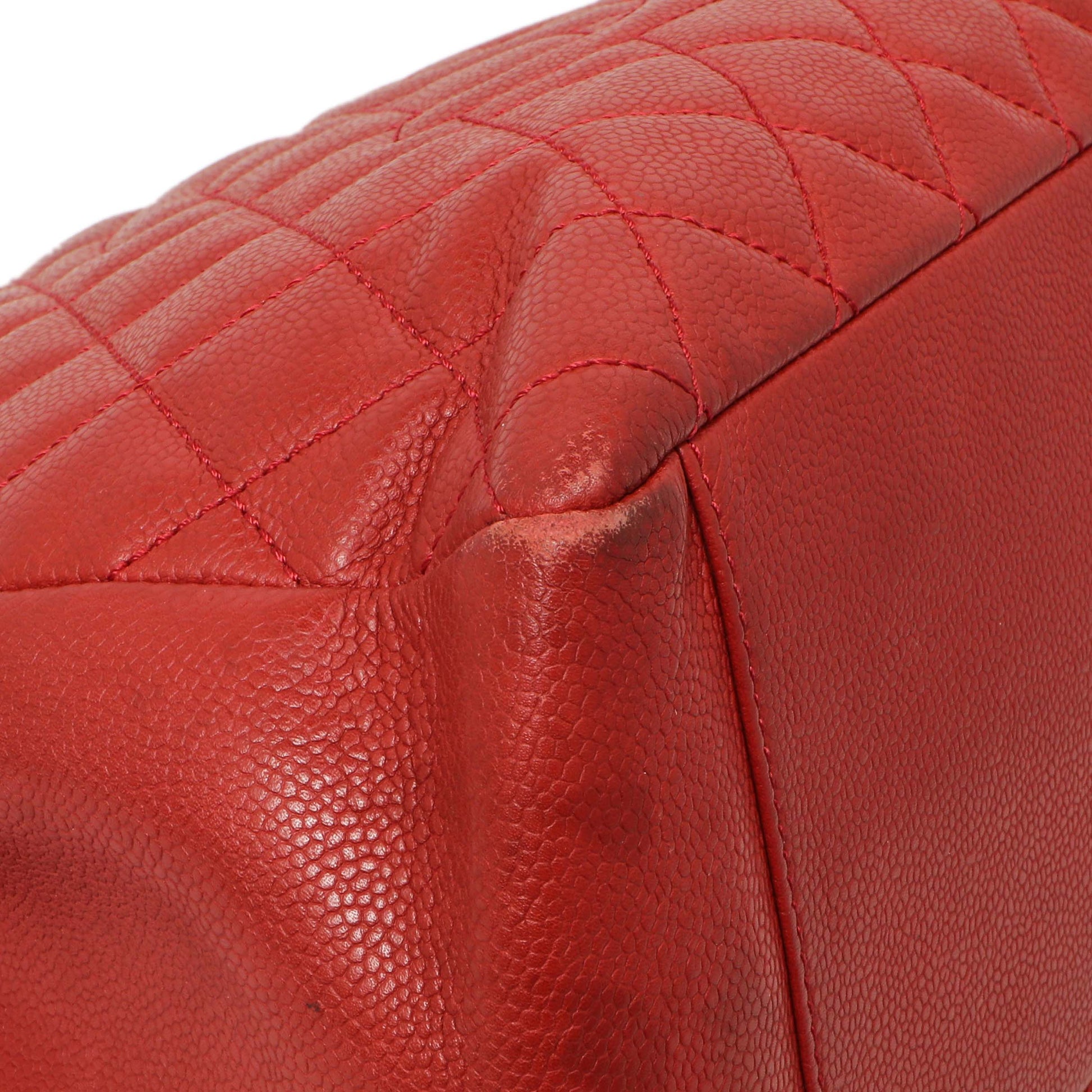 Exclusive Chanel Red Quilted Caviar Grand Shopping Tote GST — Top View