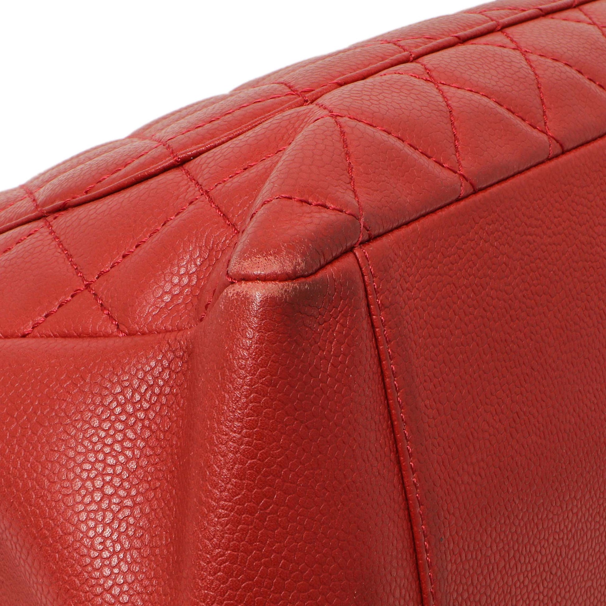 Exclusive Chanel Red Quilted Caviar Grand Shopping Tote GST — Lifestyle View