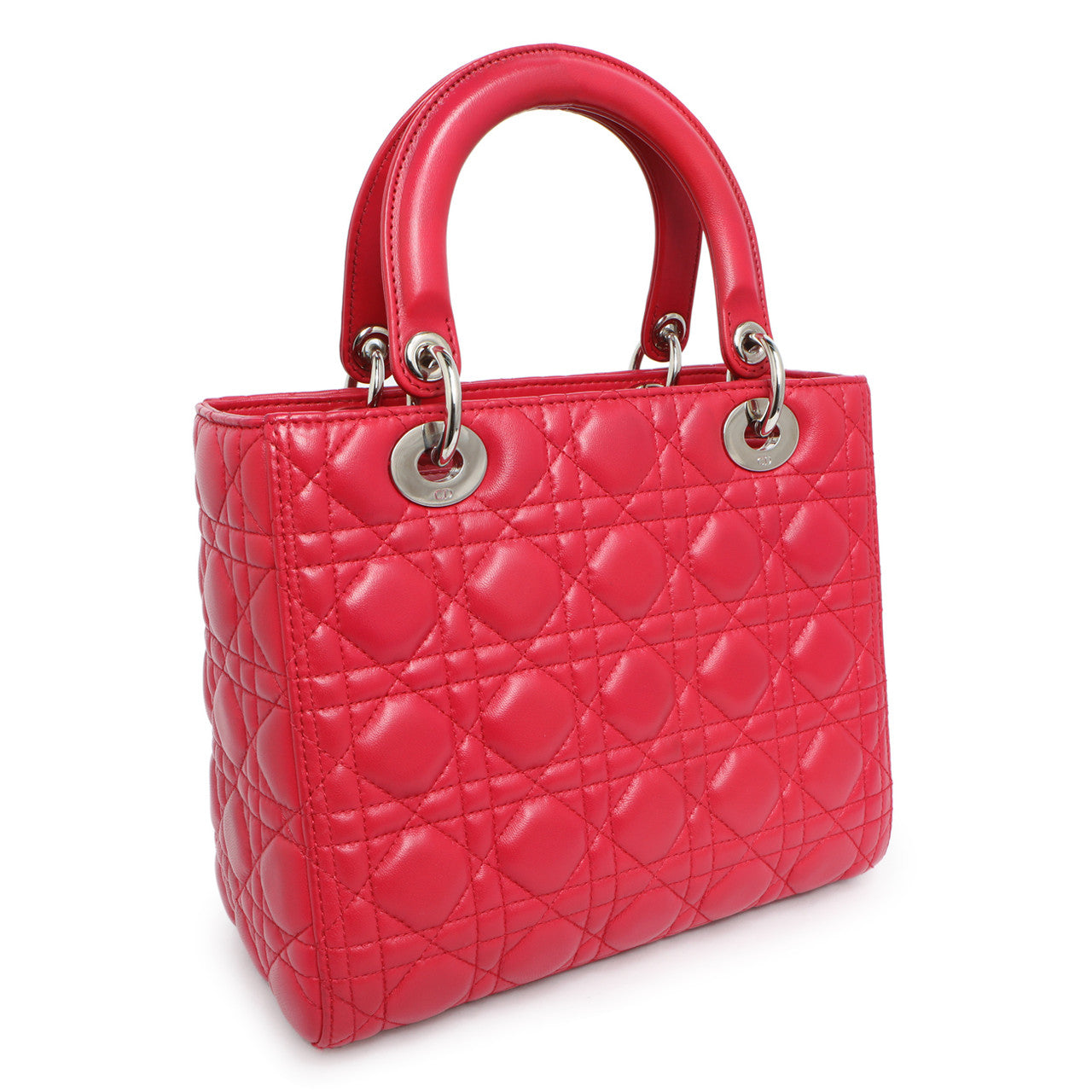 Exclusive Christian Dior Fuchsia Lambskin Cannage Medium Lady Dior — Side View