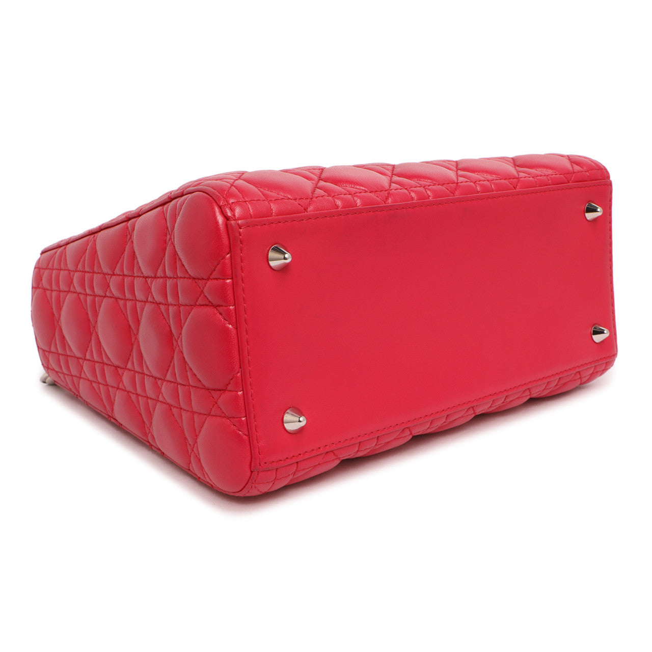 Exclusive Christian Dior Fuchsia Lambskin Cannage Medium Lady Dior — Back View