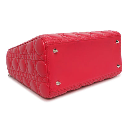 Exclusive Christian Dior Fuchsia Lambskin Cannage Medium Lady Dior — Back View
