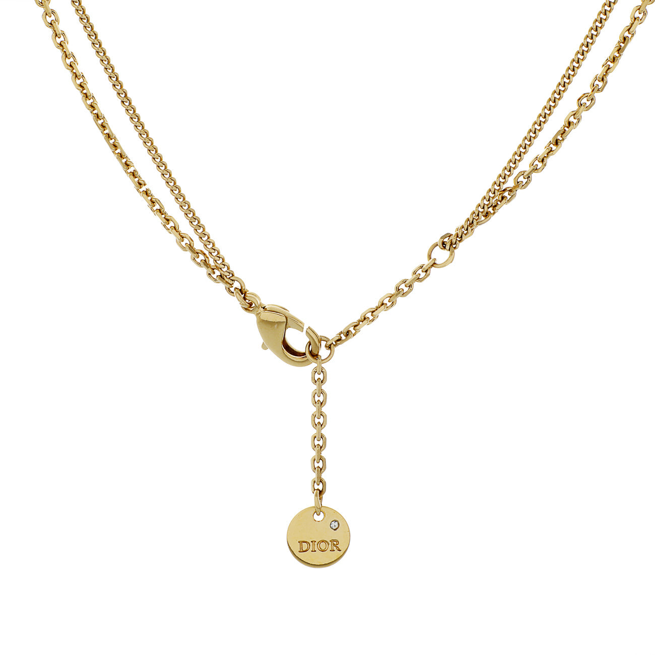 Exclusive Christian Dior Crystal Petit CD Double Necklace — Side View