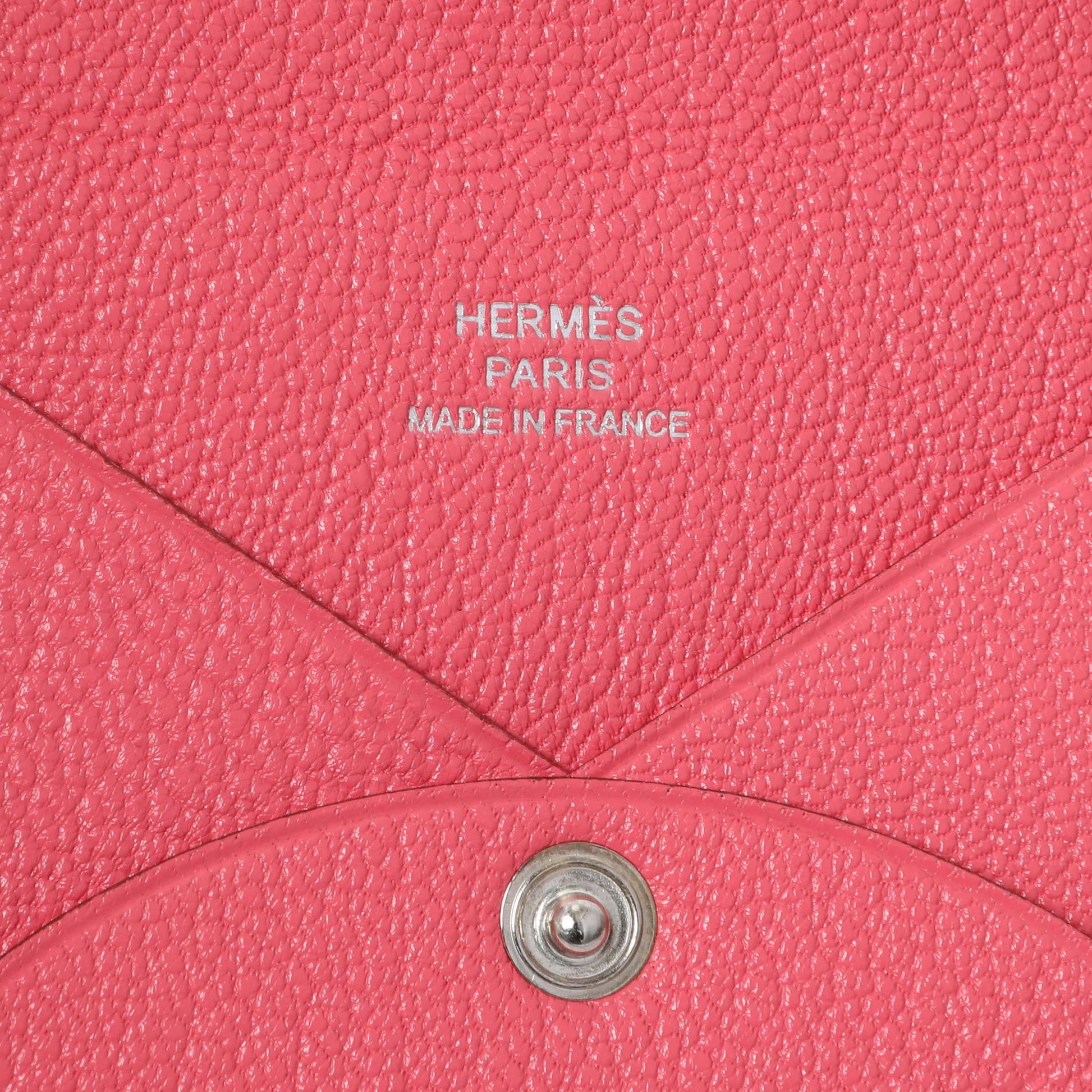 Exclusive Hermes Rose Azalee Chevre Calvi Card Case — Detail View