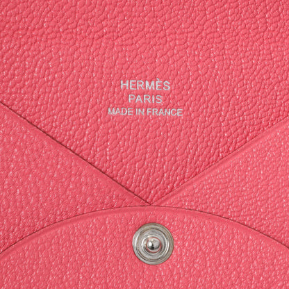 Exclusive Hermes Rose Azalee Chevre Calvi Card Case — Detail View
