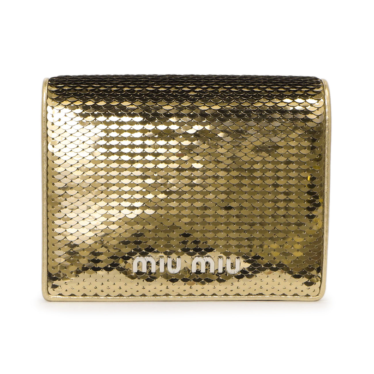 Exclusive Miu Miu Gold Sequin Wallet — Front View