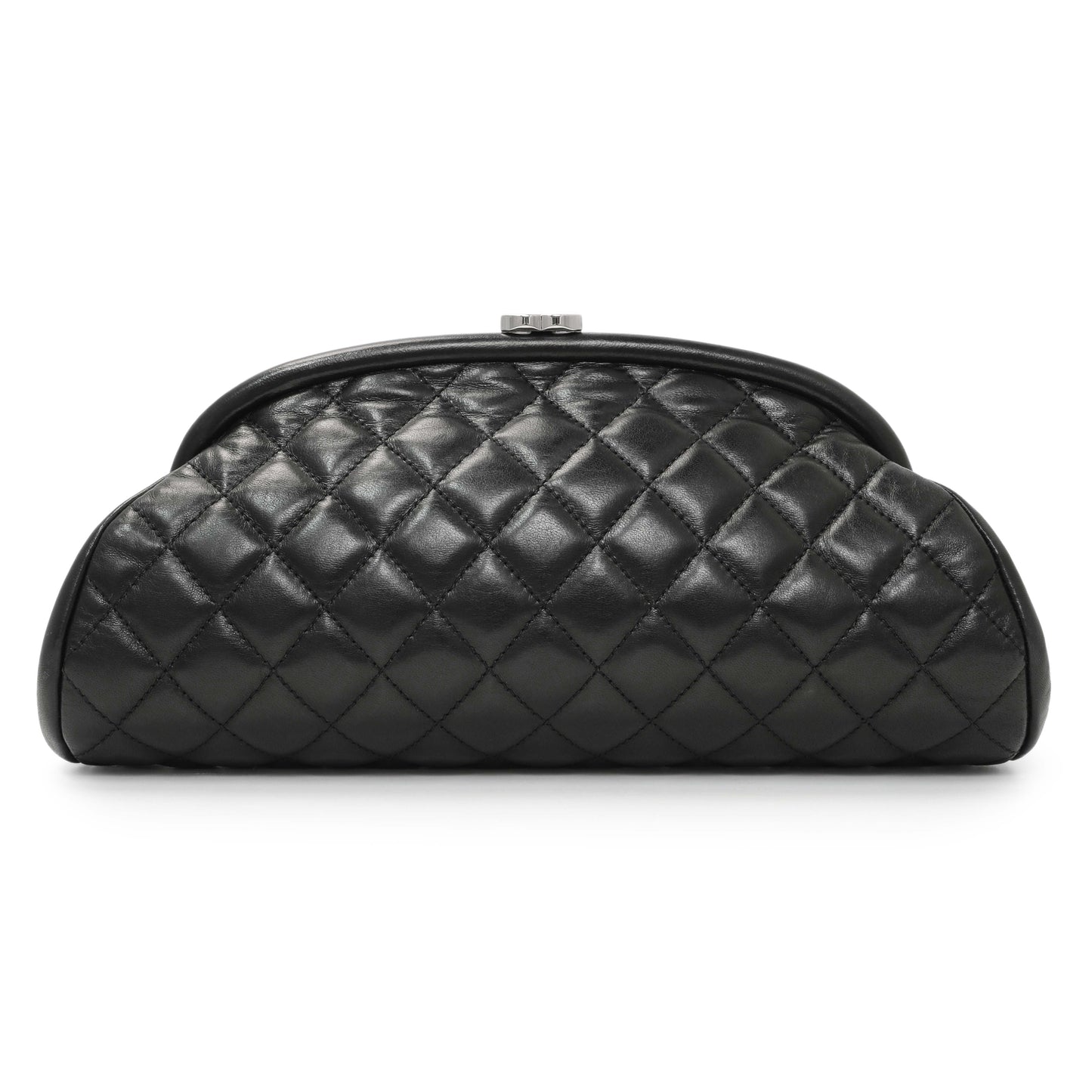 Exclusive Chanel Black Quilted Lambskin Timeless Clutch — Front View
