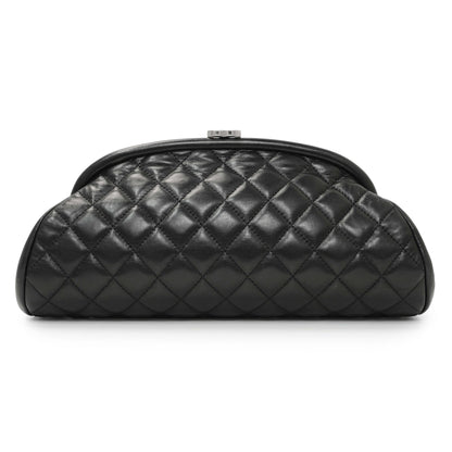 Exclusive Chanel Black Quilted Lambskin Timeless Clutch — Front View