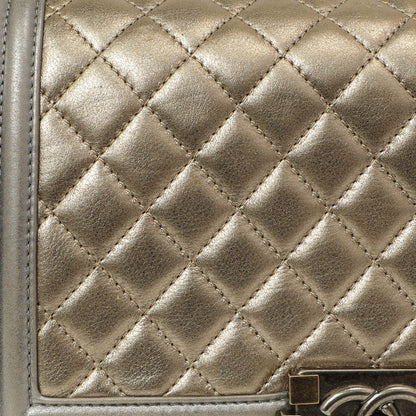 Exclusive Chanel Silver Gold Quilted Calfskin Medium Boy Bag — Alternate View 11
