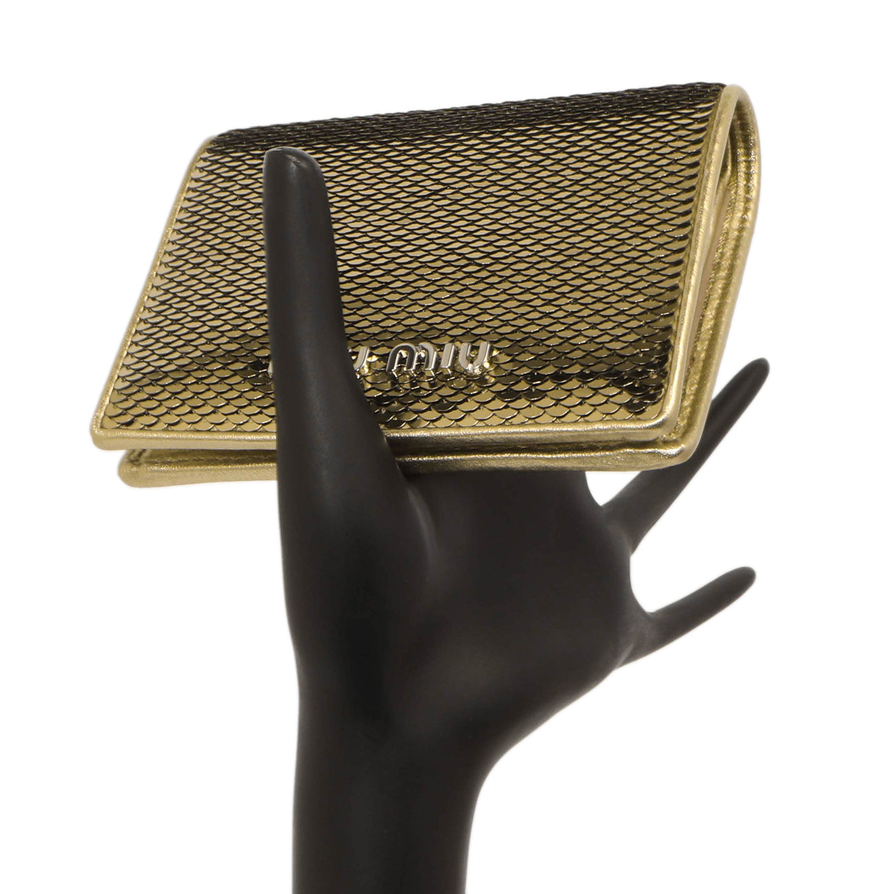 Exclusive Miu Miu Gold Sequin Wallet — Lifestyle View