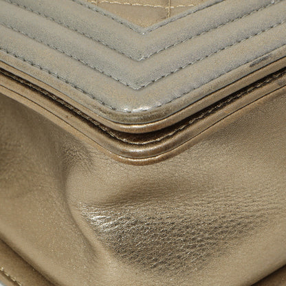 Exclusive Chanel Silver Gold Quilted Calfskin Medium Boy Bag — Top View