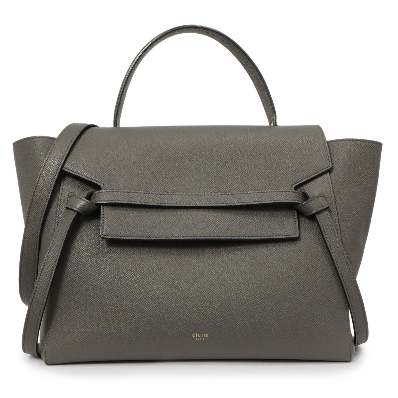 Exclusive Celine Grey Grained Calfskin Mini Belt Bag — Front View