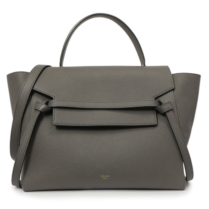 Exclusive Celine Grey Grained Calfskin Mini Belt Bag — Front View