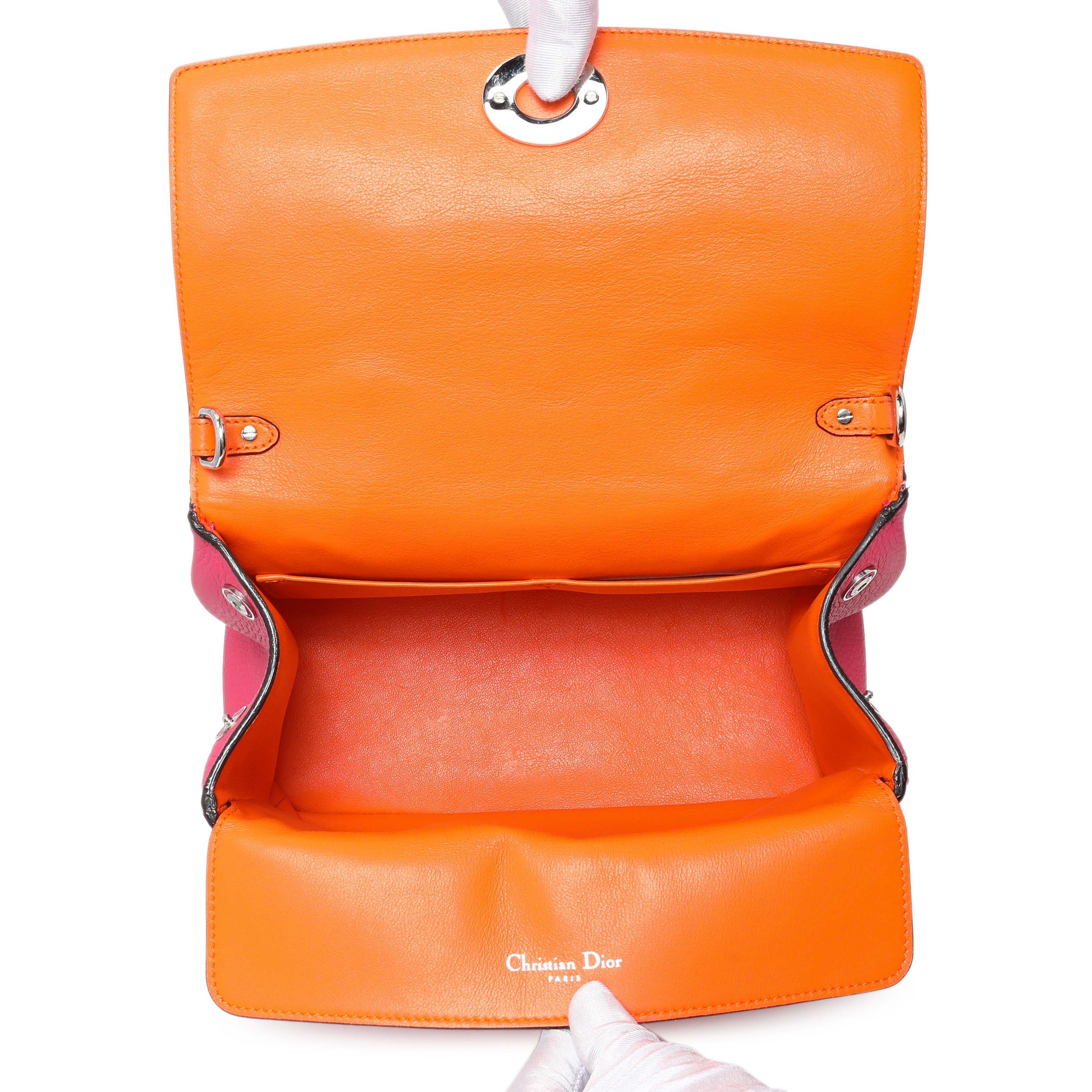 Exclusive Christian Dior Pink Bullcalf Small Be Dior Flap — Top View