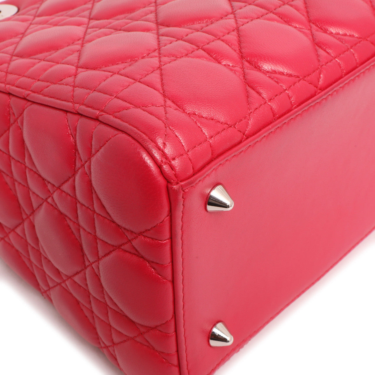 Exclusive Christian Dior Fuchsia Lambskin Cannage Medium Lady Dior — Top View