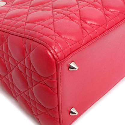 Exclusive Christian Dior Fuchsia Lambskin Cannage Medium Lady Dior — Top View