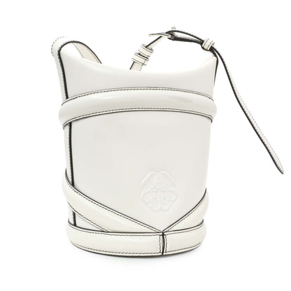 Exclusive Alexander McQueen White Calfskin Curve Small Bucket Bag — Side View