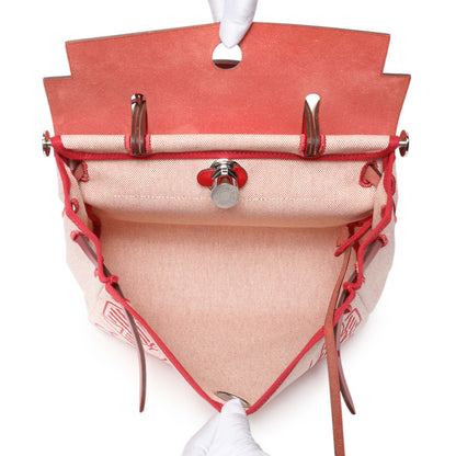 Exclusive Hermes Vache Hunter Rouge Piment Toile Pegase Pop Herbag Zip Retourne 31 PM — Top View