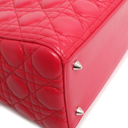 Exclusive Christian Dior Fuchsia Lambskin Cannage Medium Lady Dior — Lifestyle View