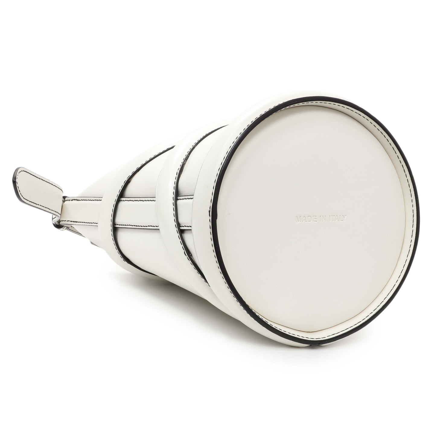 Exclusive Alexander McQueen White Calfskin Curve Small Bucket Bag — Back View