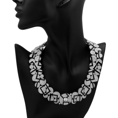 Exclusive Chanel 18K White Gold Diamond Onyx Cafe Society Bubbles Necklace — Top View