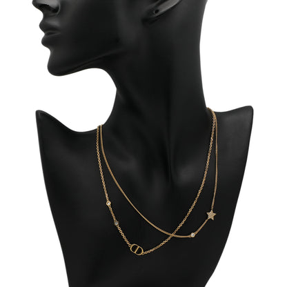 Exclusive Christian Dior Crystal Petit CD Double Necklace — Back View