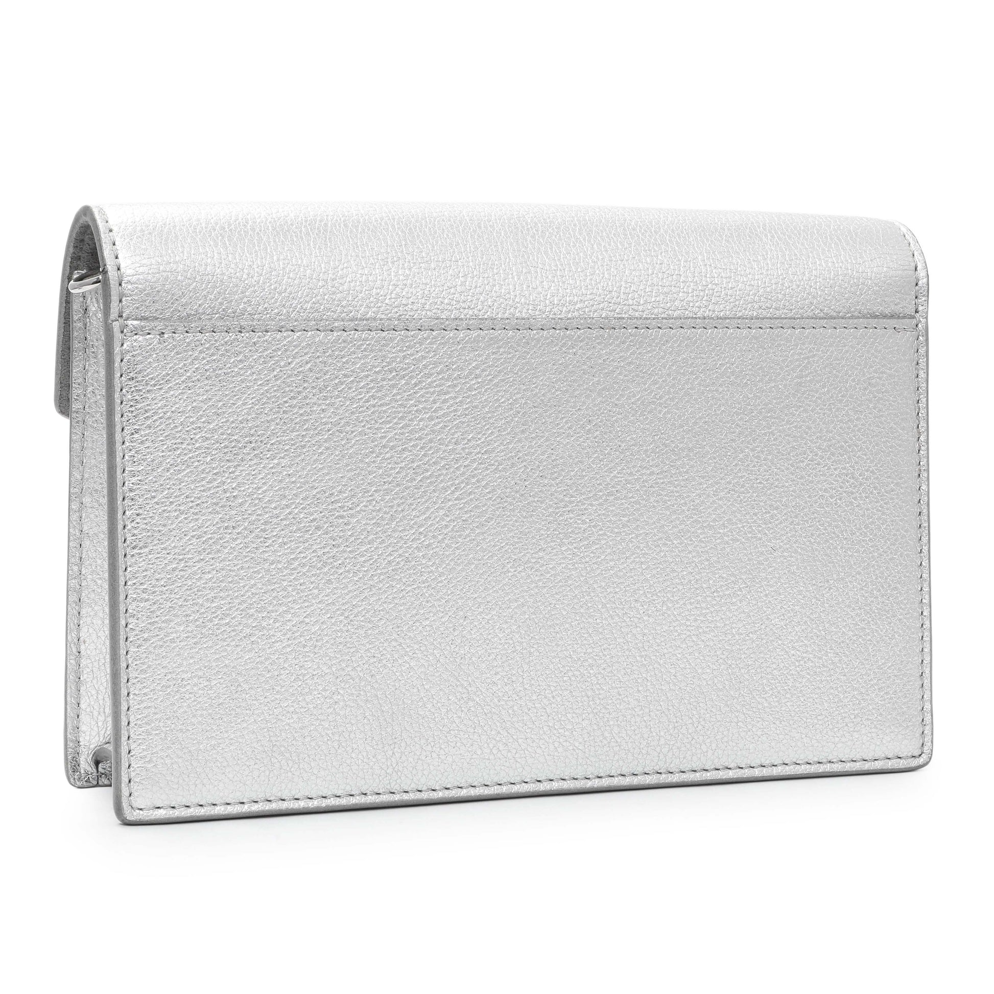 Exclusive Louis Vuitton Silver Soft Calfskin Mylockme Chain Pochette — Side View