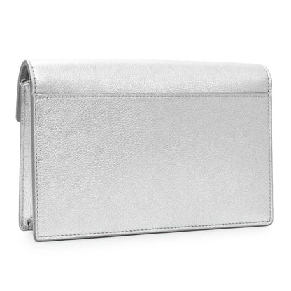 Exclusive Louis Vuitton Silver Soft Calfskin Mylockme Chain Pochette — Side View
