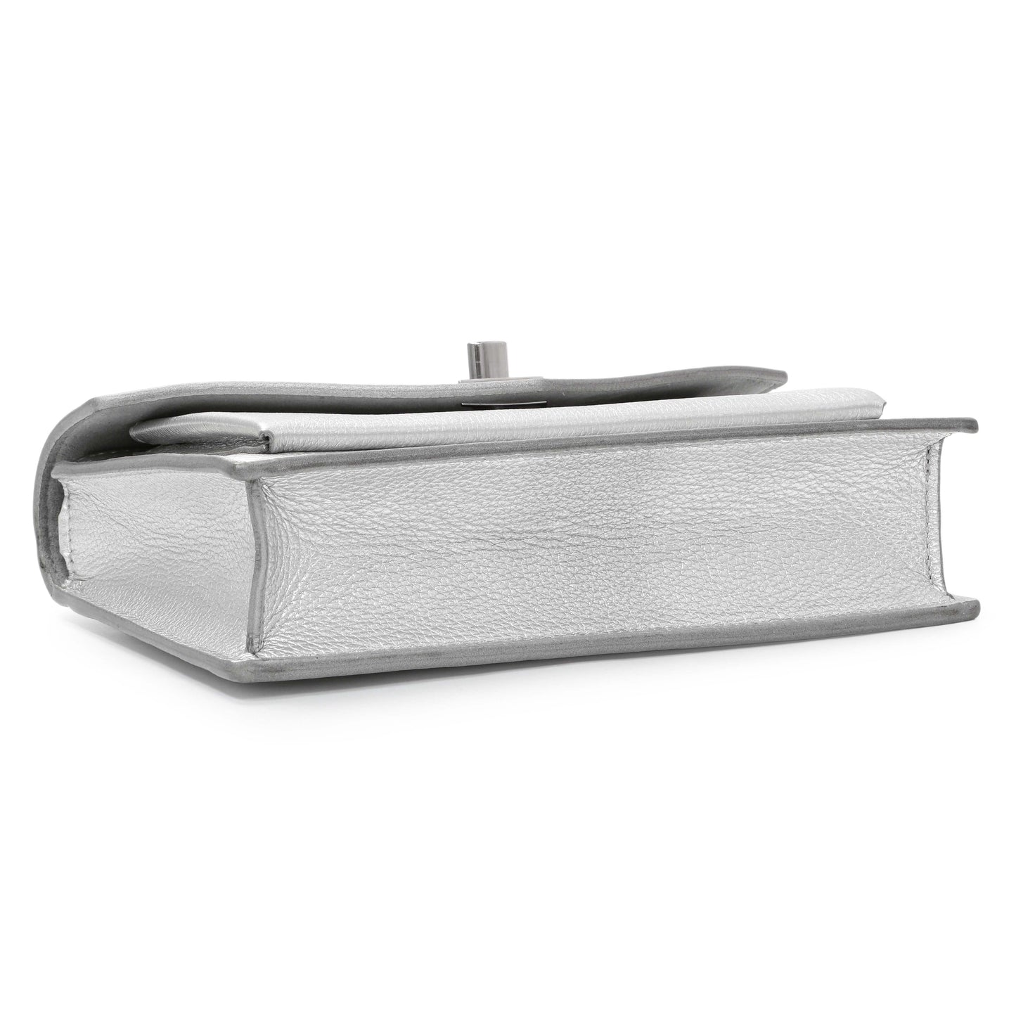 Exclusive Louis Vuitton Silver Soft Calfskin Mylockme Chain Pochette — Back View