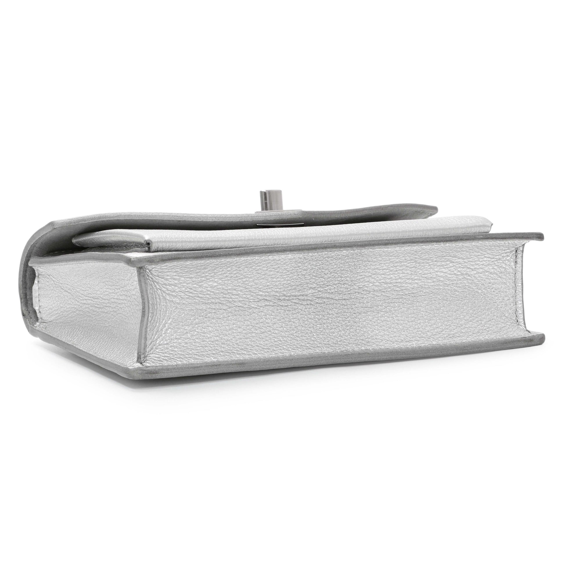 Exclusive Louis Vuitton Silver Soft Calfskin Mylockme Chain Pochette — Back View