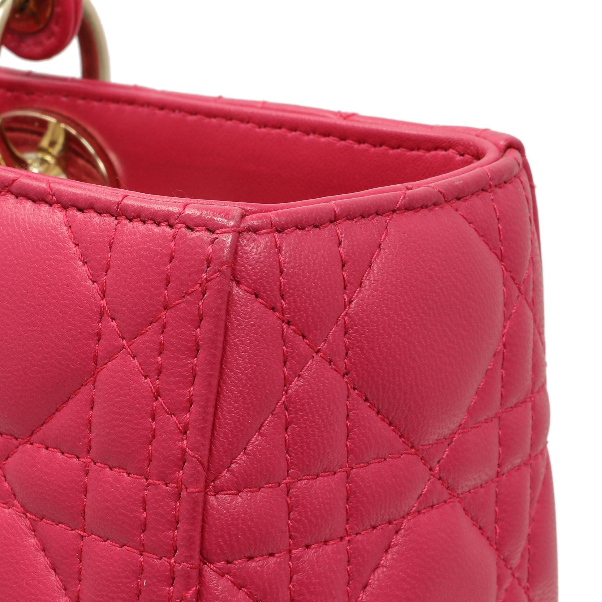 Exclusive Christian Dior Fuchsia Lambskin Cannage Large Lady Dior — Alternate View 12