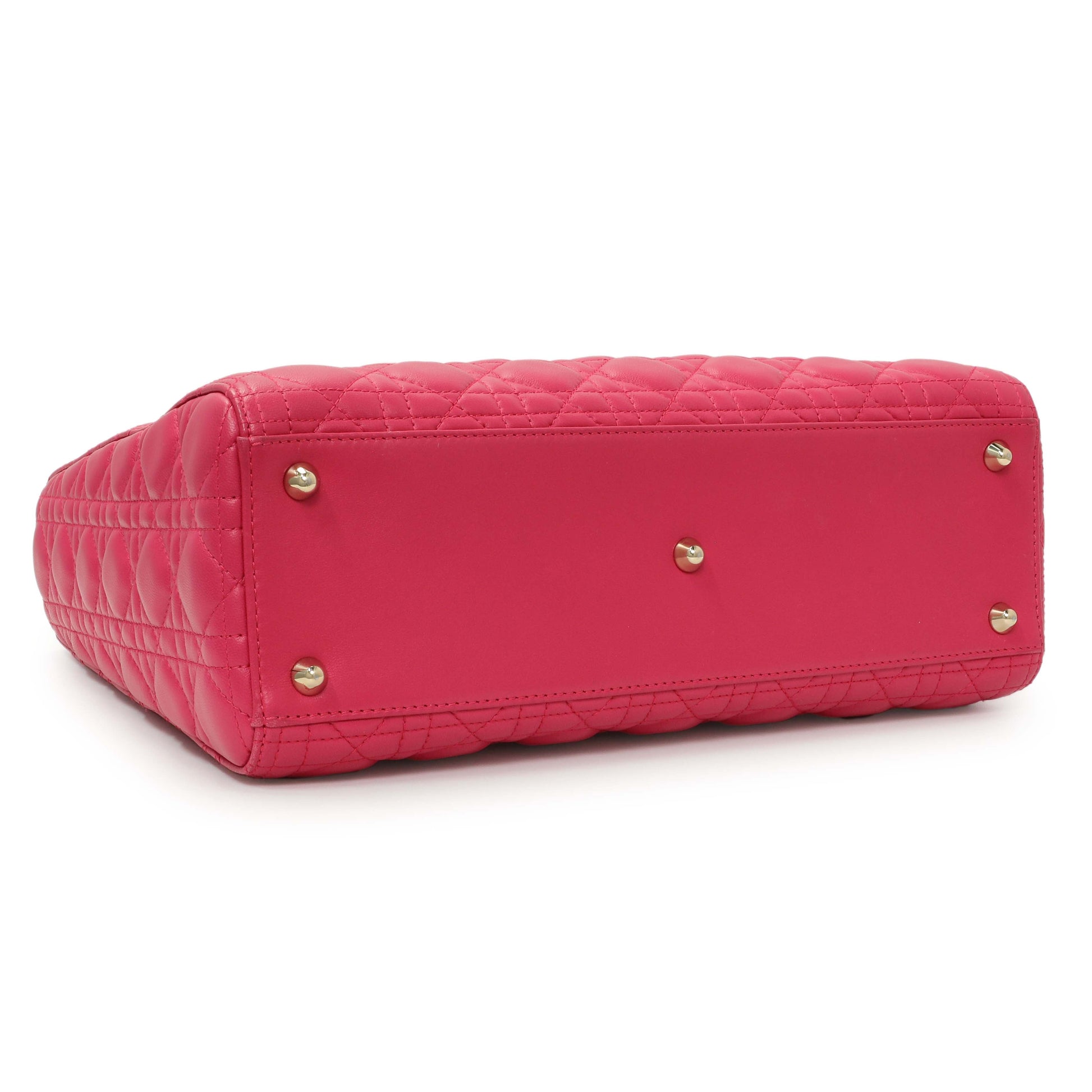 Exclusive Christian Dior Fuchsia Lambskin Cannage Large Lady Dior — Back View