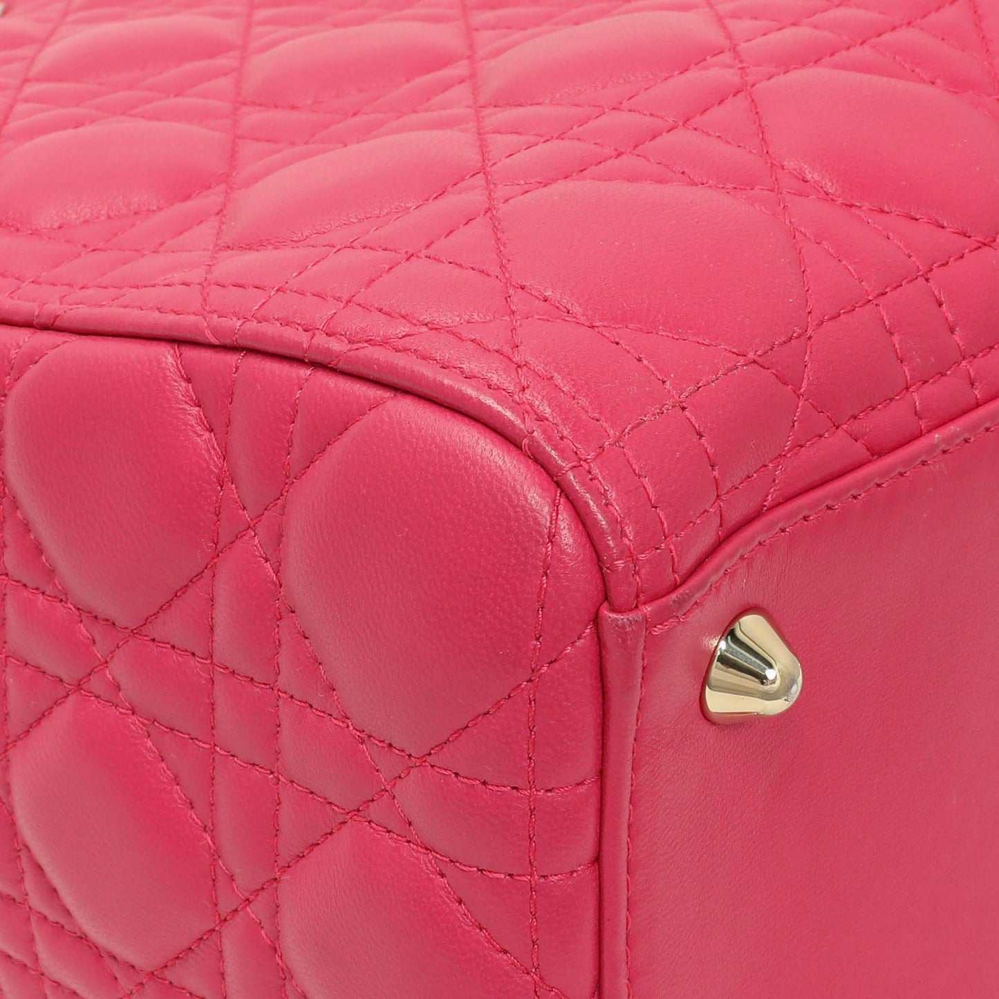 Exclusive Christian Dior Fuchsia Lambskin Cannage Large Lady Dior — Top View