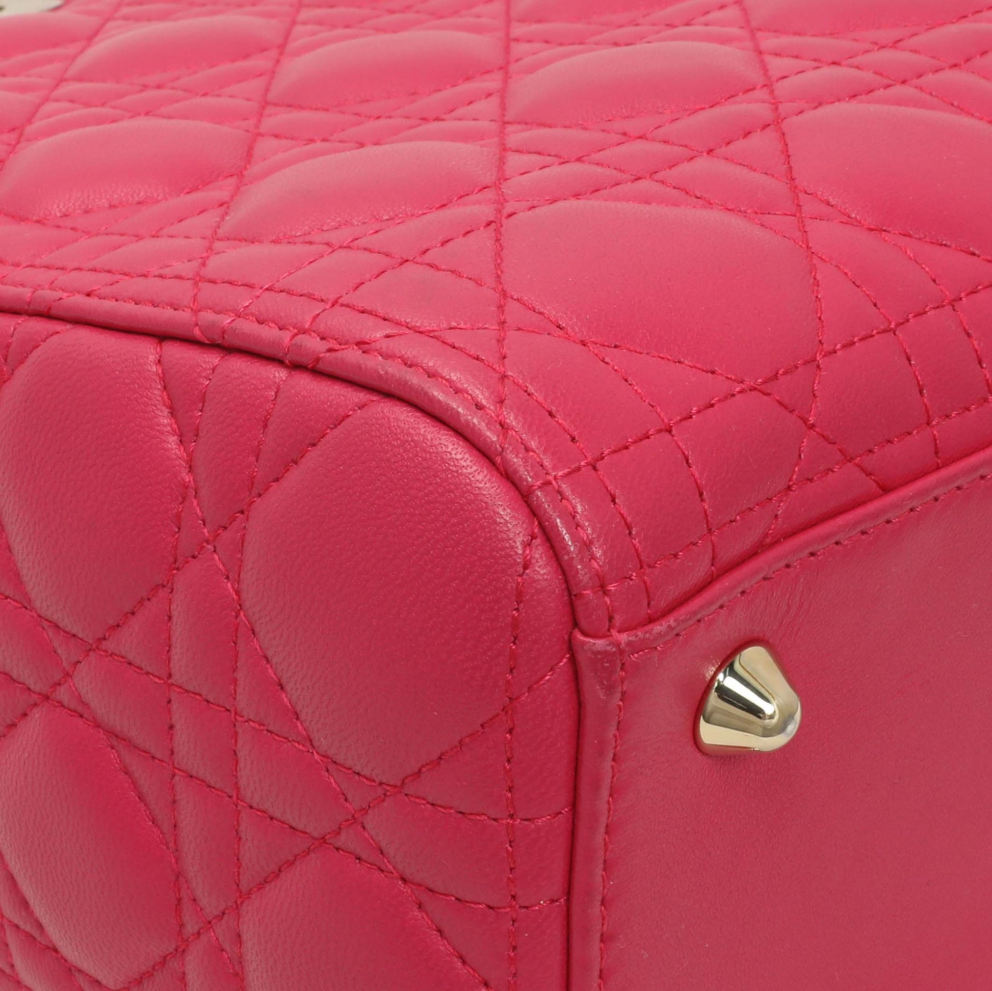 Exclusive Christian Dior Fuchsia Lambskin Cannage Large Lady Dior — Lifestyle View