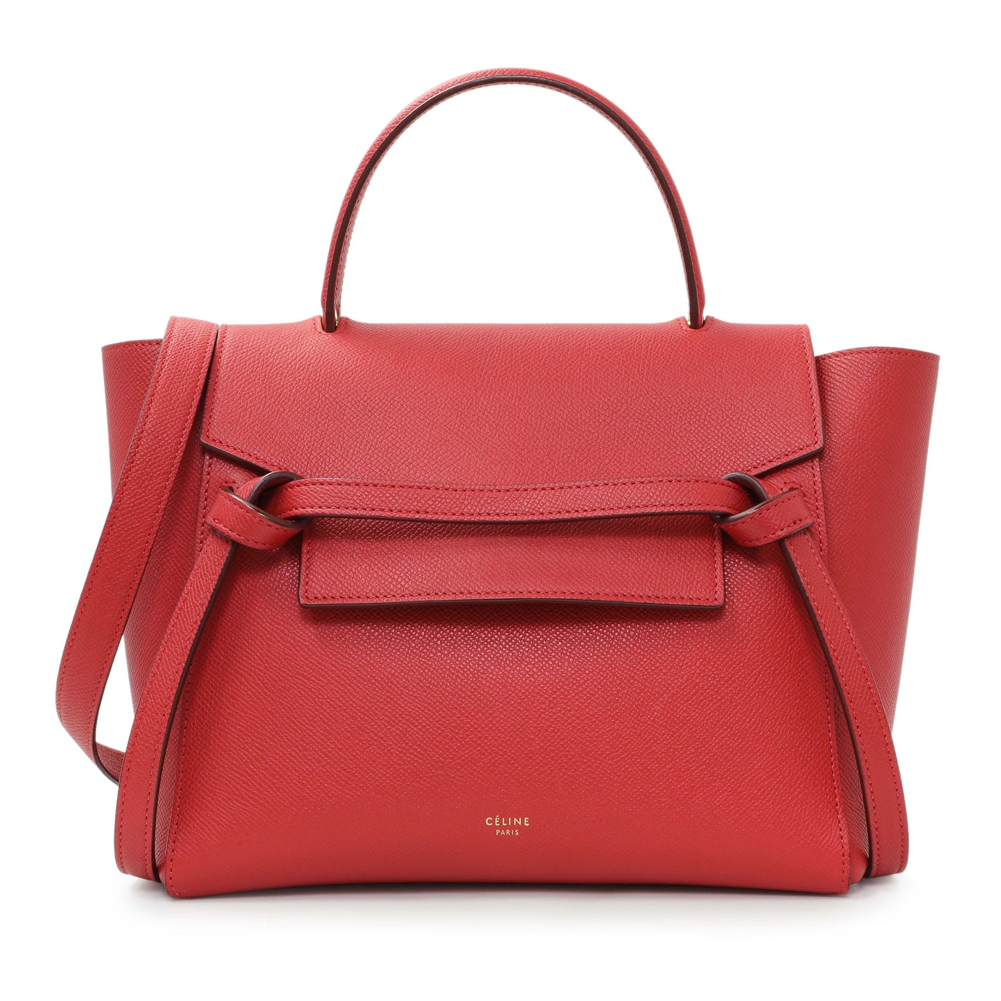 Exclusive Celine Red Grained Calfskin Micro Belt Bag — Front View