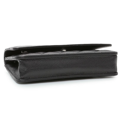 Exclusive Chanel Black Quilted Caviar Wallet on Chain — Back View