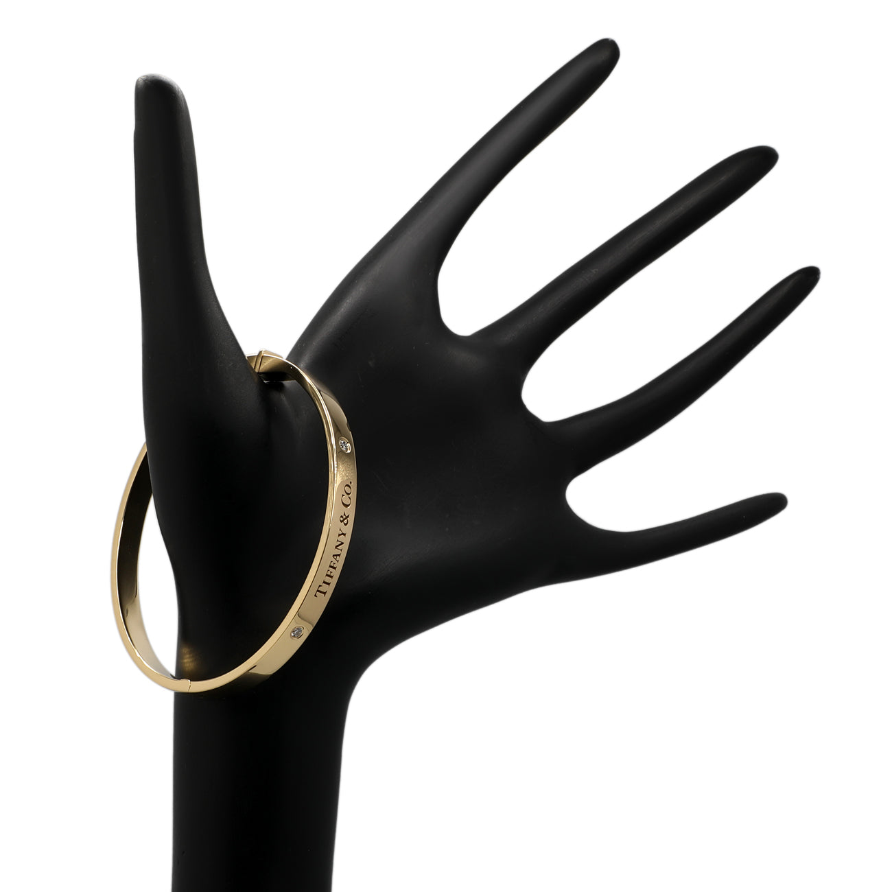 Exclusive Tiffany & Co. 18K Yellow Gold Diamond Hinged Bangle — Back View