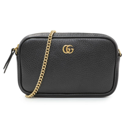 Exclusive Gucci Black Calfskin Super Mini Marmont Shoulder Bag — Front View