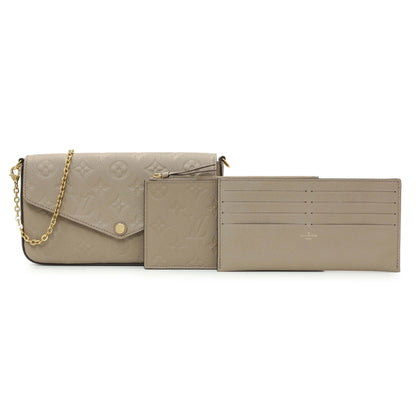 Exclusive Louis Vuitton Tourterelle Empreinte Pochette Felicie Chain Wallet — Front View