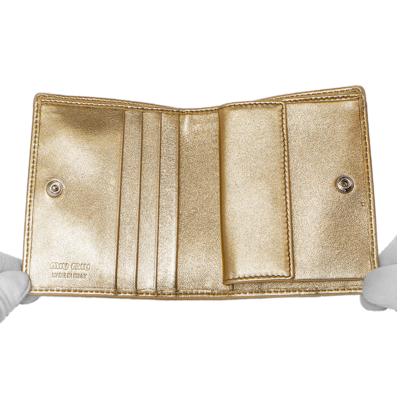 Exclusive Miu Miu Gold Sequin Wallet — Top View