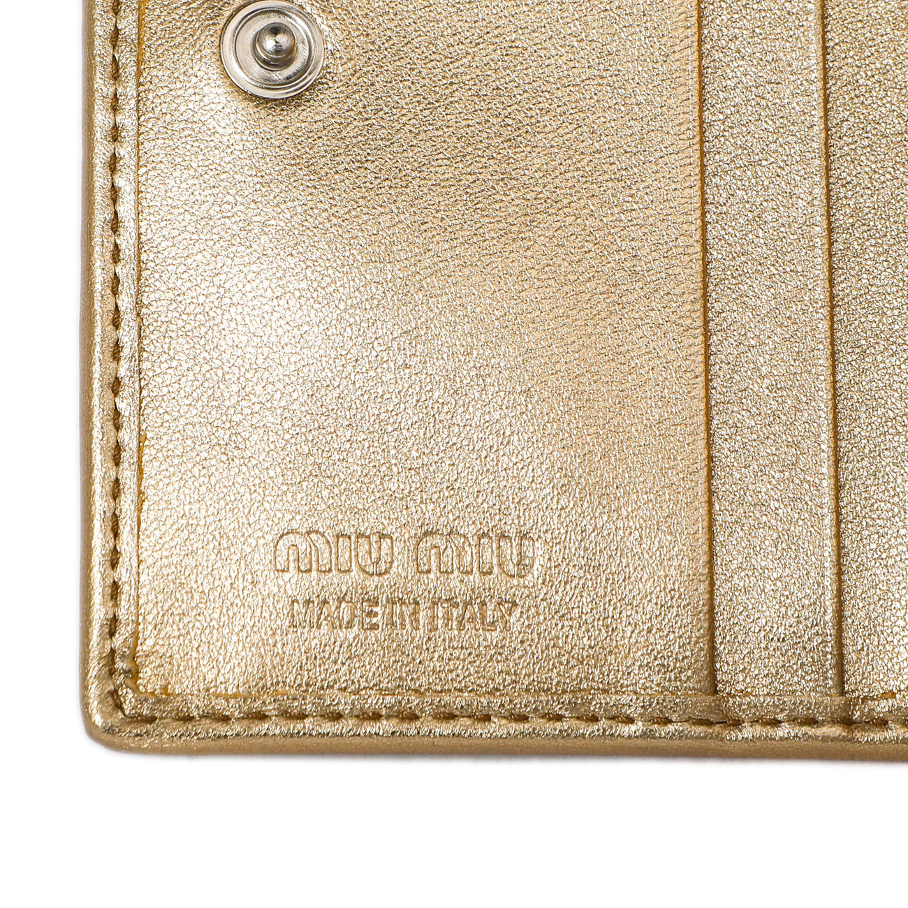 Exclusive Miu Miu Gold Sequin Wallet — Detail View