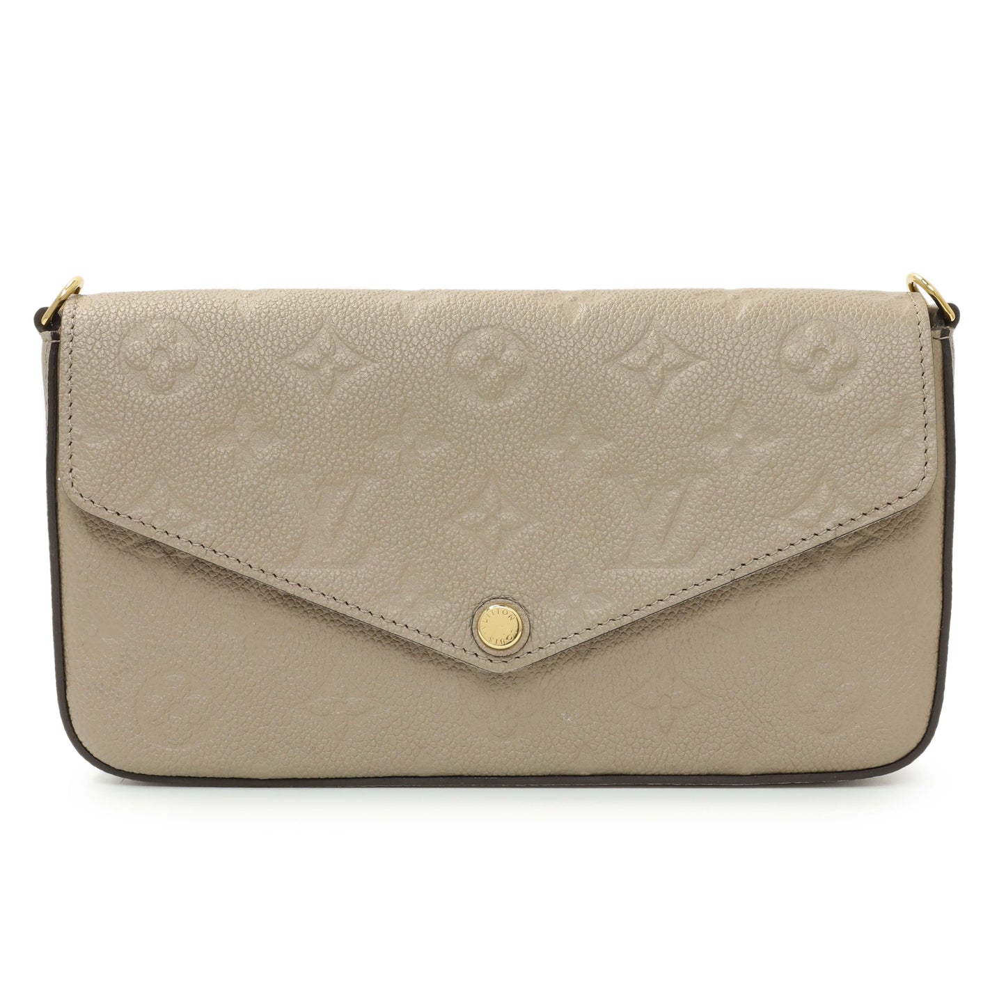 Exclusive Louis Vuitton Tourterelle Empreinte Pochette Felicie Chain Wallet — Side View